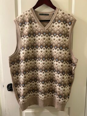 NWT ROBERT TRENT JONES Men's V-Neck Argyle Alpaca/Wool Sweater Vest, Sz L